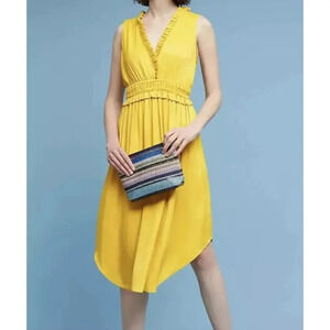 Maeve by Anthropologie Golden Yellow Women Dress La Habana Dress Mango Sz M